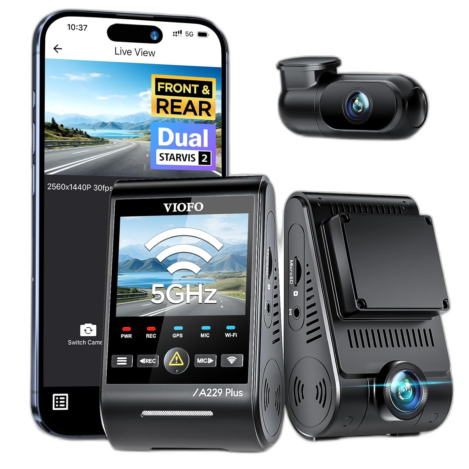 VIOFO A229 Plus Dash Cam Front and Rear